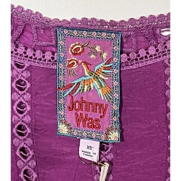 new Johnny Was Sunflower Alta Orchid Embroidered Flare Boho Blouse Top - Picture 11 of 13